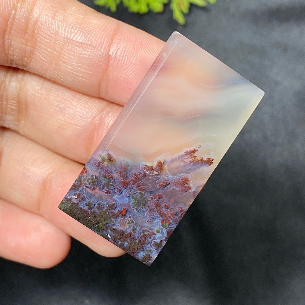 Rectangular Moss Agate Stone With Unique Patterns - image 1